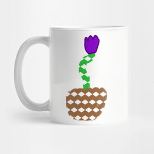 Purple Flower with Checkered Pattern Mug